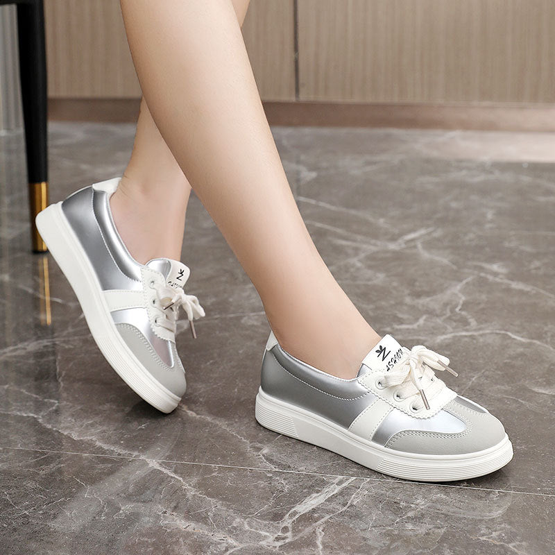 Damen Modische Sneakers mit Metallic-Akzenten und Komfortsohle EB