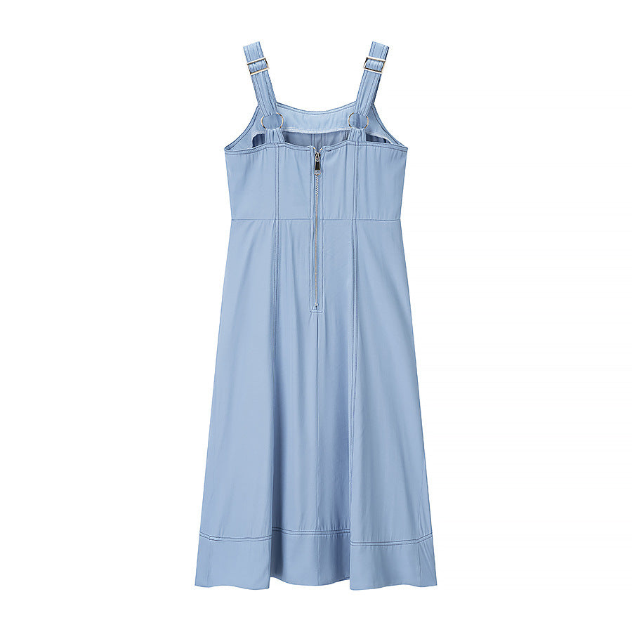 Damen Maxikleid mit Knopfdetails und praktischen Taschen EB