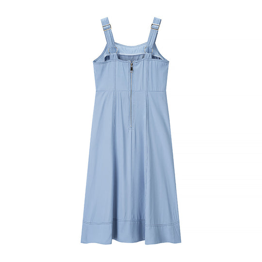 Damen Maxikleid mit Knopfdetails und praktischen Taschen EB