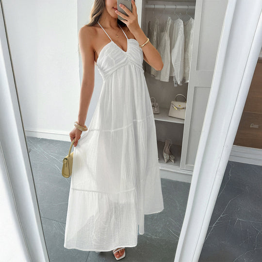 Damen Maxidress mit elegantem Rüschendesign und verstellbaren Spaghettiträgern EB