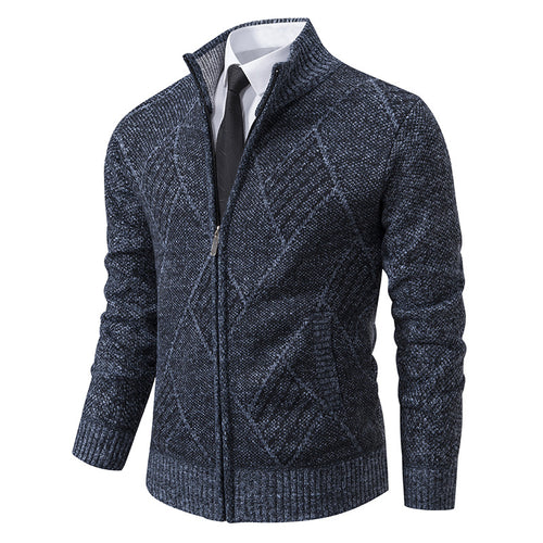Herren Grobstrickjacke mit dekorativem Zipper und praktischen Taschen EB