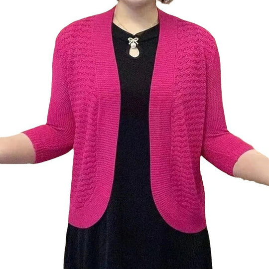 Damen Strickjacke mit 3/4-Ärmeln und strukturiertem Muster EB