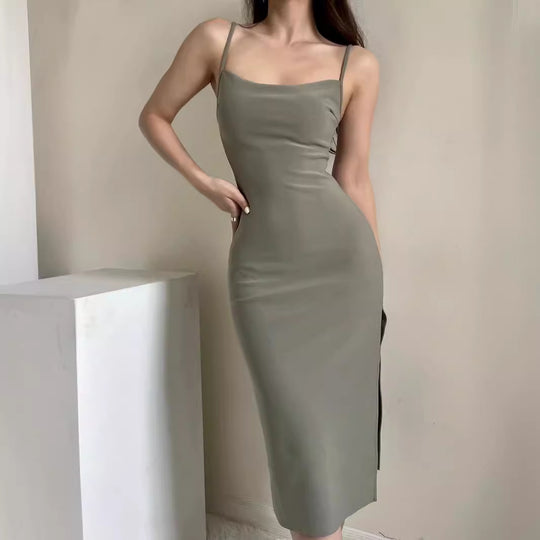 Damen langes Abendkleid mit elegantem Schlitz EB