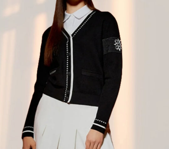 Damen modische Strickjacke mit strukturiertem Design und Taschen EB