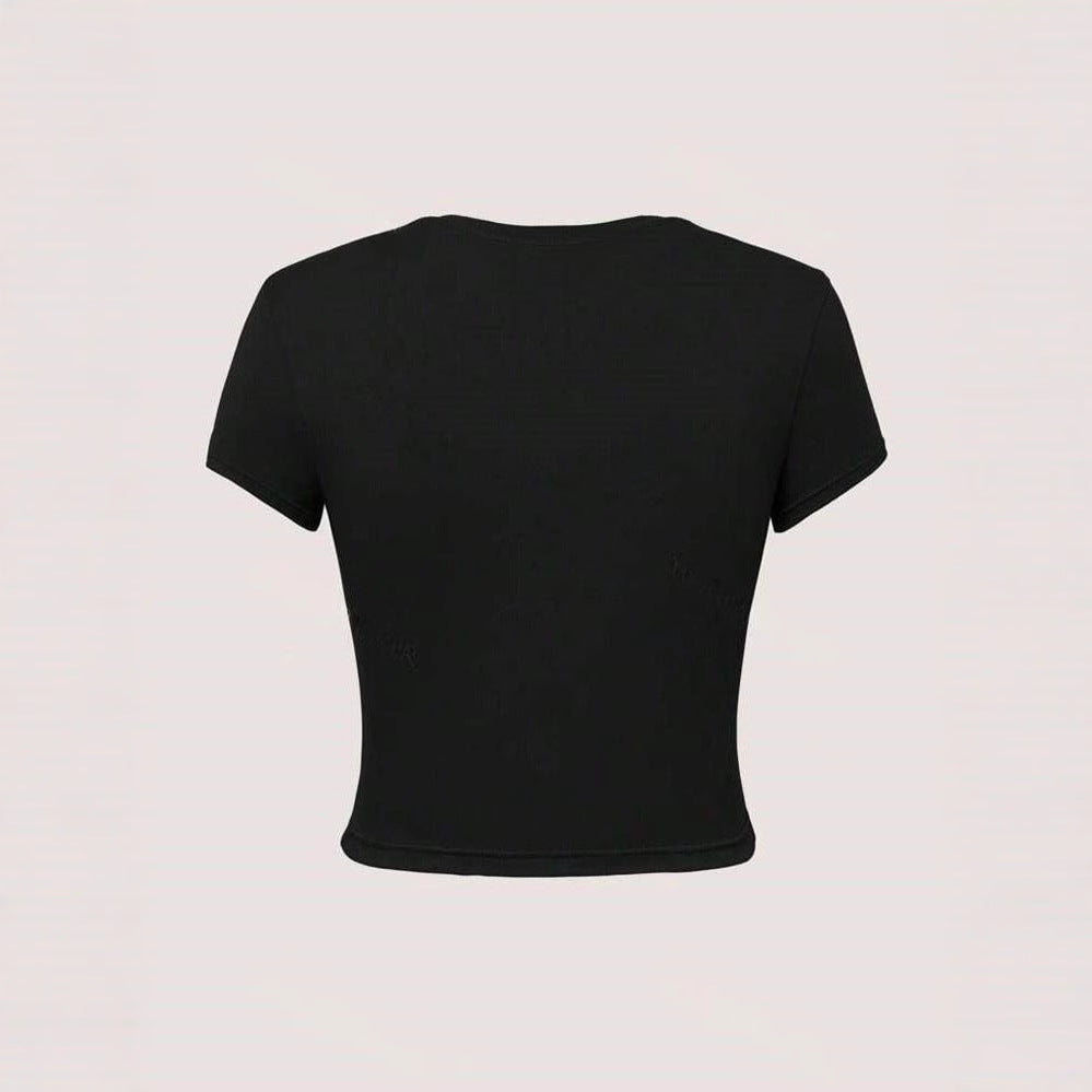 Damen lässiges Crop-T-Shirt mit kreativem Grafikdesign EB