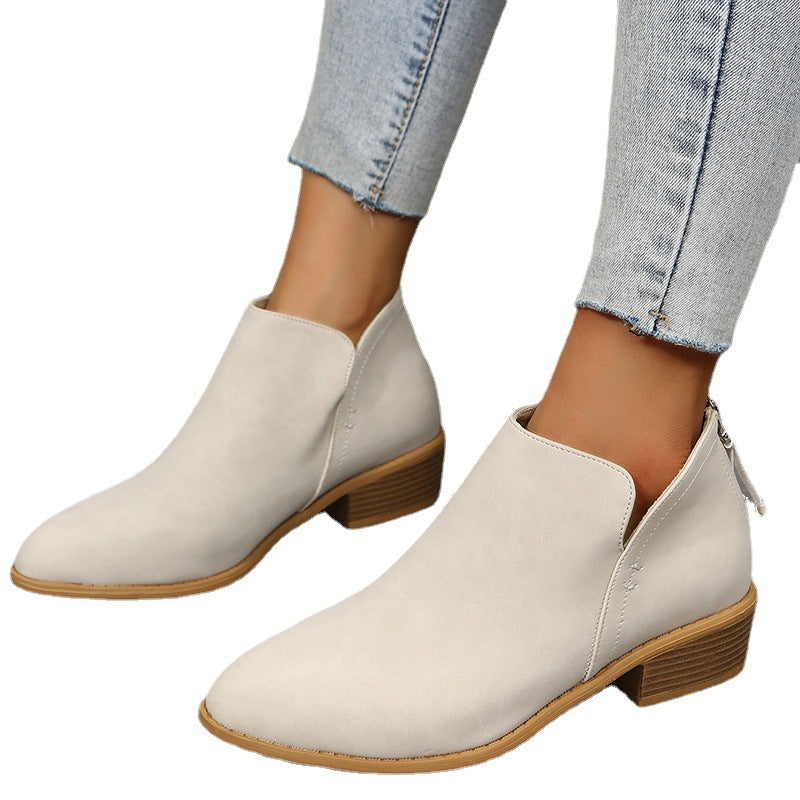 Damen nan schlanke knöchelhohe Stiefelette aus Microvelours mit verdecktem Fersenreissverschluss und leichtem Blockabsatz EB