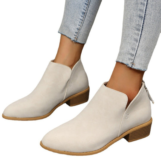 Damen nan schlanke knöchelhohe Stiefelette aus Microvelours mit verdecktem Fersenreissverschluss und leichtem Blockabsatz EB