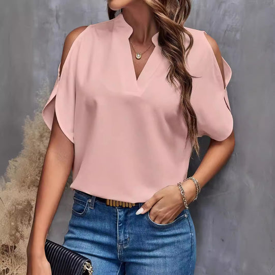 Damen Bluse mit offenen Schultern und stylishen Details EB