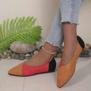 Damen Ballerinas mit spitz zulaufender Sohle und modischem Farbkontrast EB