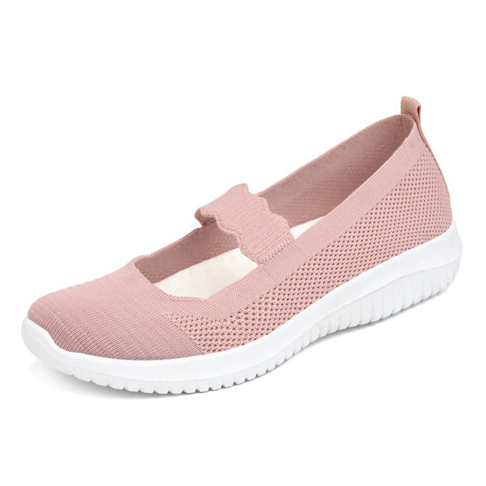 Damen bequeme und atmungsaktive Ballerinas mit elastischem Einsatz EB