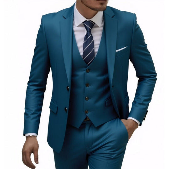 Herren nan dreiteiliges Slim-Fit Anzugset mit Weste, schmalem Revers und taillierter Silhouette EB