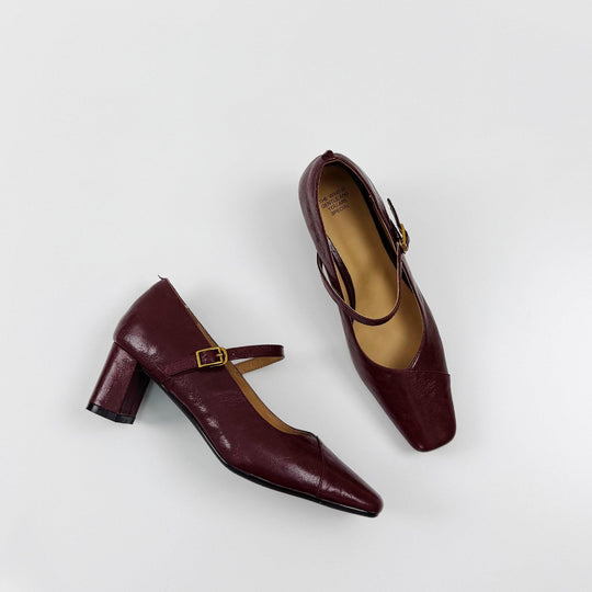 Damen Elegante Slingback-Pumps aus hochwertigem Leder mit komfortablem Blockabsatz EB