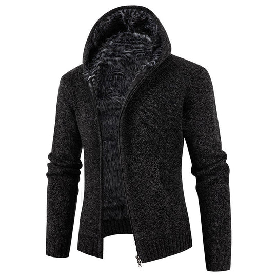 Herren kuschelige Strickjacke mit hohem Kragen und praktischen Taschen EB
