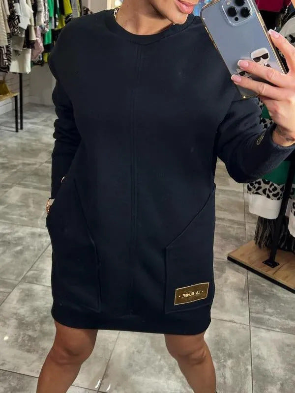 Damen lässiger Hoodie mit praktischen Taschen und dekorativen Details EB