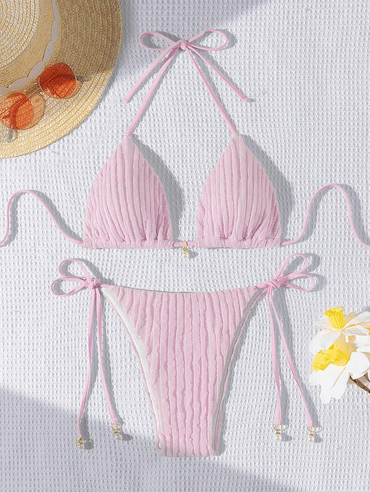 Damen Triangle-Bikini mit strukturiertem Design und verstellbaren Trägern EB