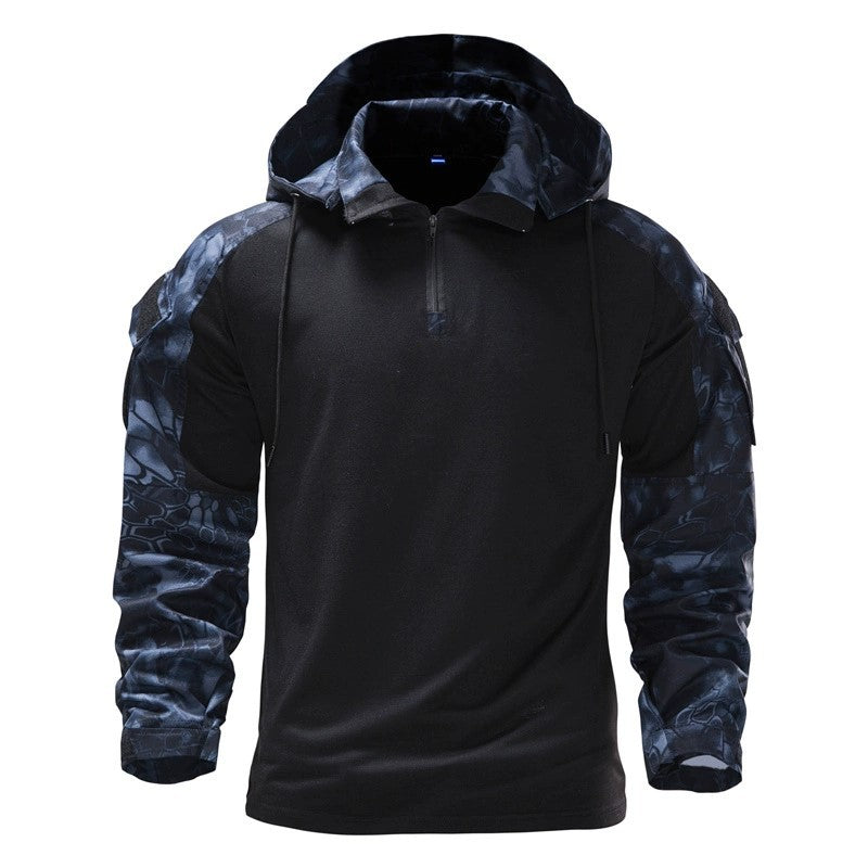 Herren taktischer Pullover mit Kapuze und Camouflage-Ärmeln EB