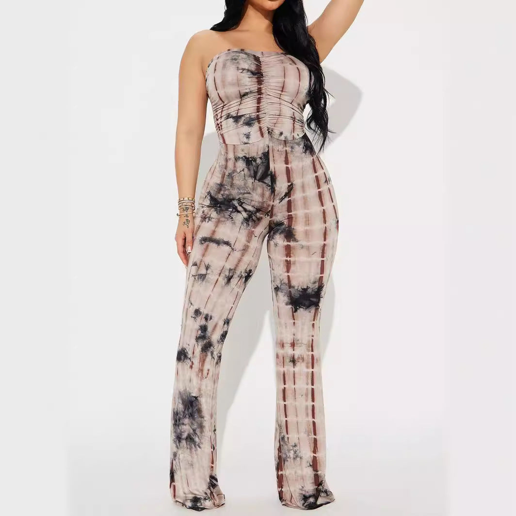 Damen Strapless Jumpsuit mit Raffungen und lässigem Schnitt EB