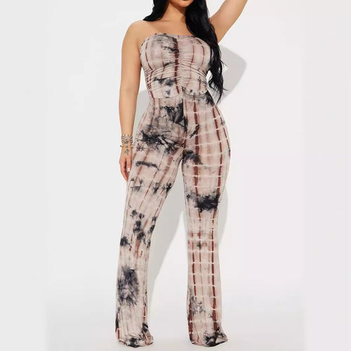 Damen Strapless Jumpsuit mit Raffungen und lässigem Schnitt EB