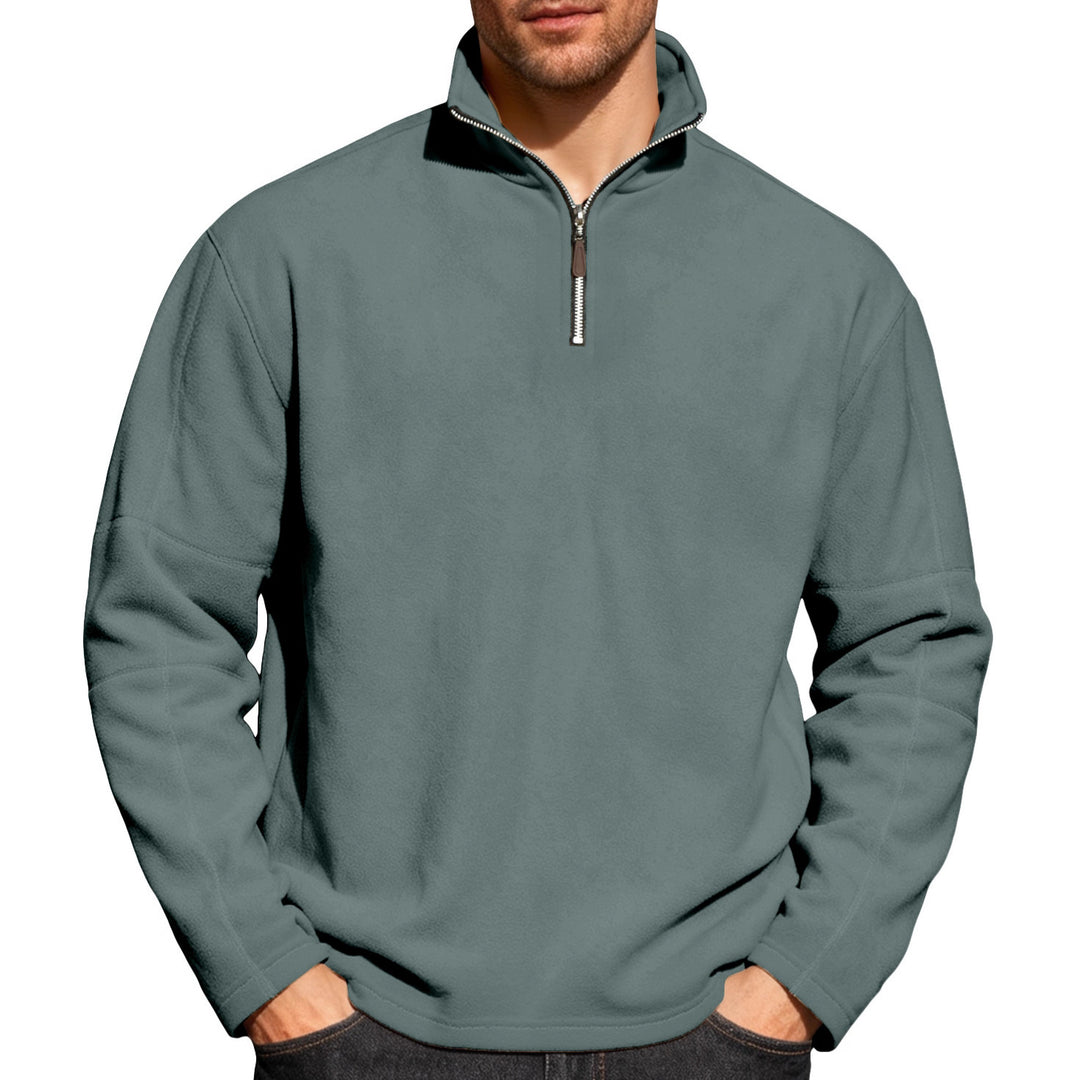 Herren nan leichter Mikrofleece-Performancepullover mit kurzem Reißverschluss Raglanärmeln und formgebenden Nähten EB