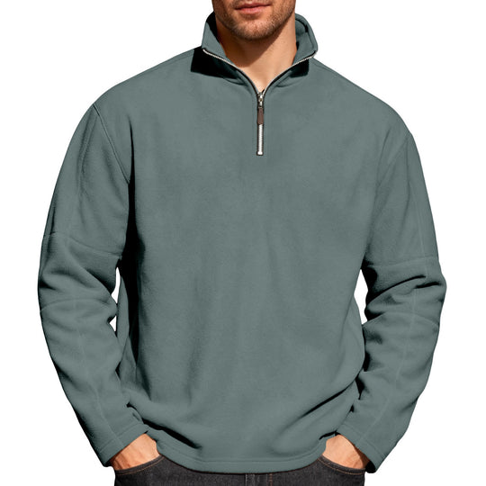 Herren nan leichter Mikrofleece-Performancepullover mit kurzem Reißverschluss Raglanärmeln und formgebenden Nähten EB