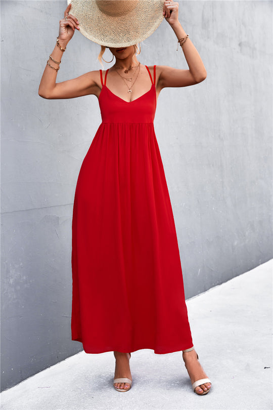 Damen Maxikleid mit feinen Spaghetti-Trägern EB