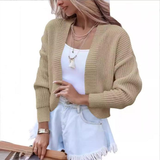 Damen lässiger Strickpullover mit überschnittenen Schultern und weitem Schnitt EB
