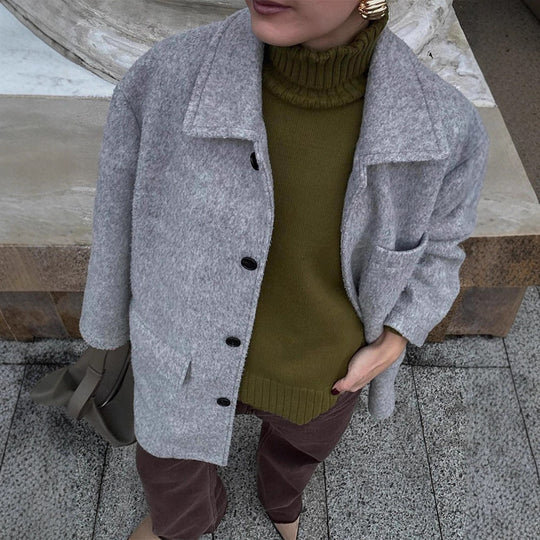 Damen Wollmantel mit klassischem Schnitt und praktischen Taschen EB