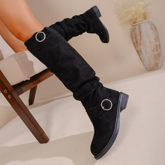 Damen Modische Overknee-Stiefel aus weichem, elastischem Material EB