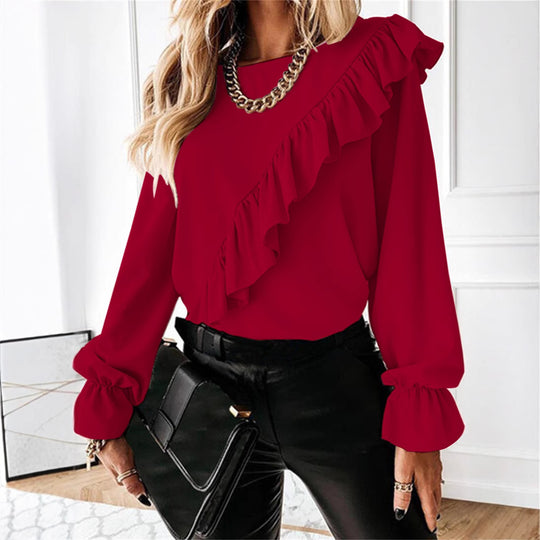 Damen Bluse mit voluminösen Rüschen EB