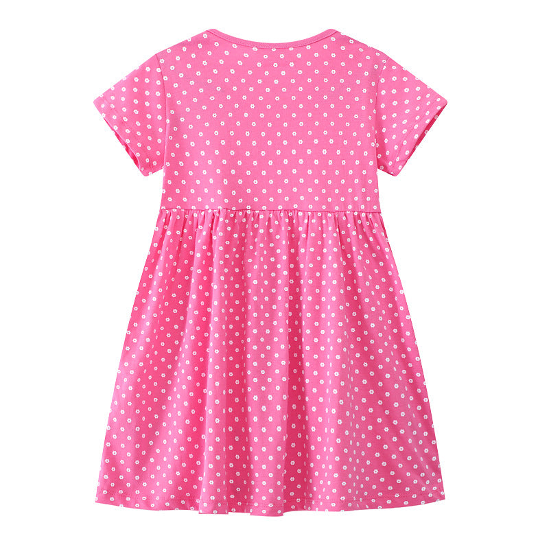 Mädchen Baumwollkleid mit niedlichem Giraffenmuster EB