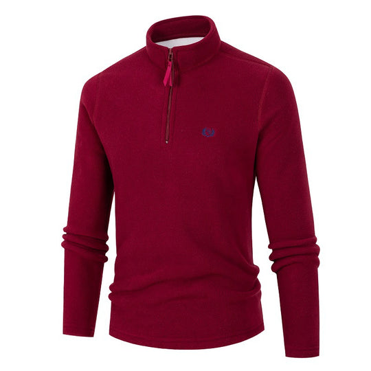 Herren Fleece Pullover mit Stehkragen und Reißverschluss EB
