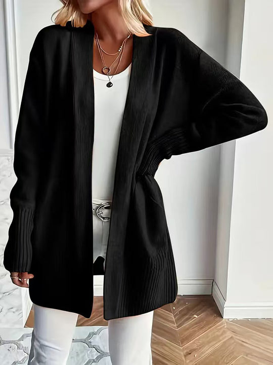 Damen lässige Strickjacke mit offenem Schnitt und Seitentaschen EB