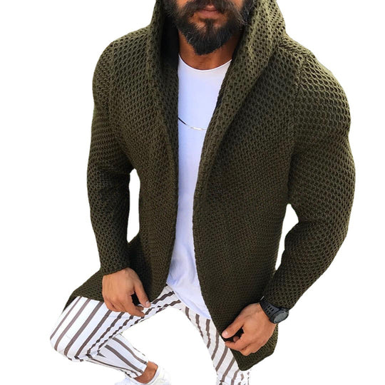 Herren lässiger Strickmantel mit strukturiertem Design und großzügigen Taschen EB
