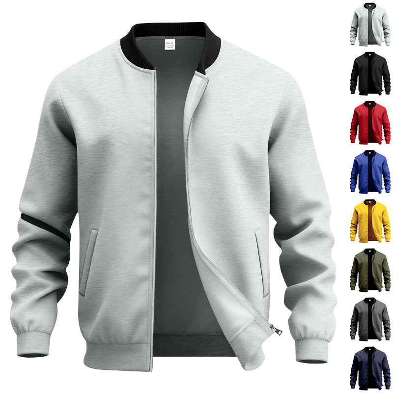 Herren nan stylische Bomberjacke mit elastischem Saum, Rippkragen und verdecktem Reißverschluss EB