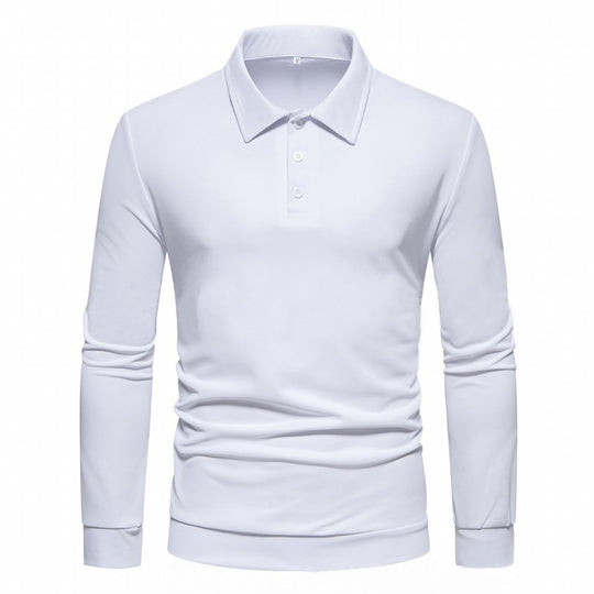 Herren Langarm Polohemd aus atmungsaktivem Stoff mit modernen Knopfdetails EB
