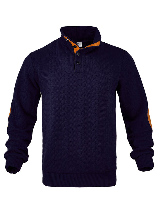 Herren Strickpullover mit hohem Kragen und strukturiertem Muster EB