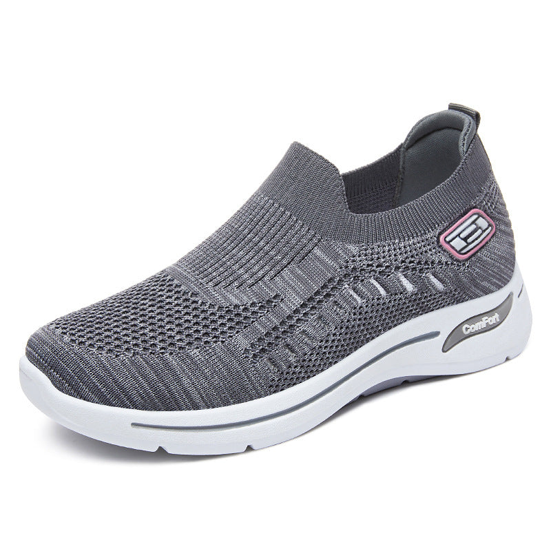 Damen nan ultraleichter gestrickter Slip-On Walking-Sneaker mit nahtlosem Sockenschaft und dämpfender EVA-Comfort-Zwischensohle EB