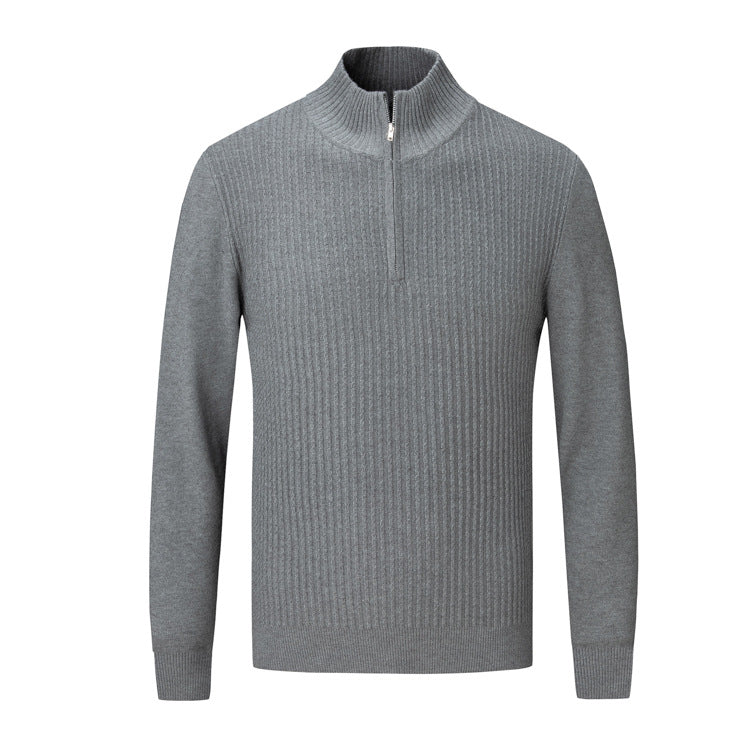 Herren Strickpullover mit modernem Stehkragen und feinem Rippdesign EB