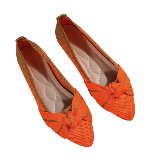 Damen modische Ballerinas mit flexiblem Fußbett und eleganter Schleifenverzierung EB