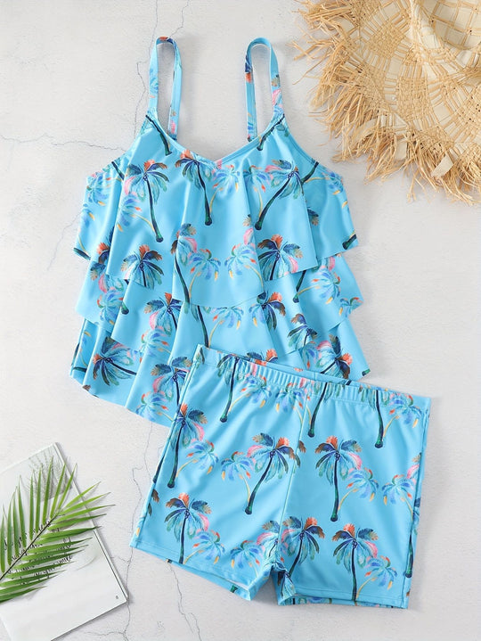 Damen Rüschen-Bikini-Top mit Shorts EB
