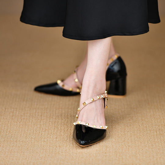 Damen Elegante Strapschuhe mit dekorativen Nieten EB