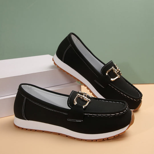 Damen elegante Mokassins mit modischem Schnallen-Detail EB