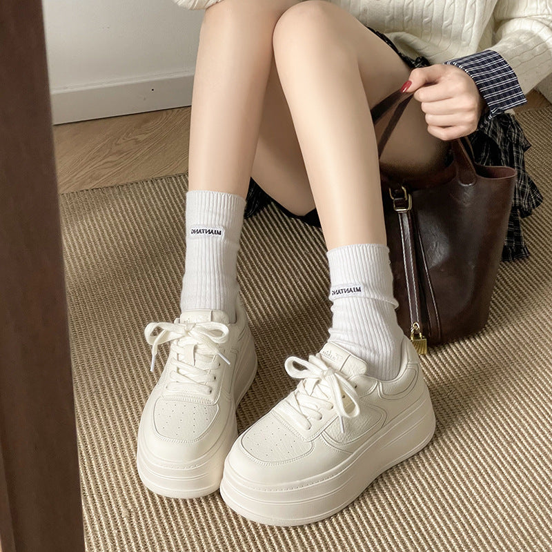 Damen modische Plattform Sneakers mit atmungsaktiver Oberflächenstruktur EB