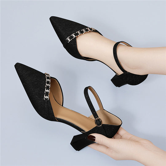 Damen elegante Slingback-Pumps mit funkelndem Schmuckdetail EB