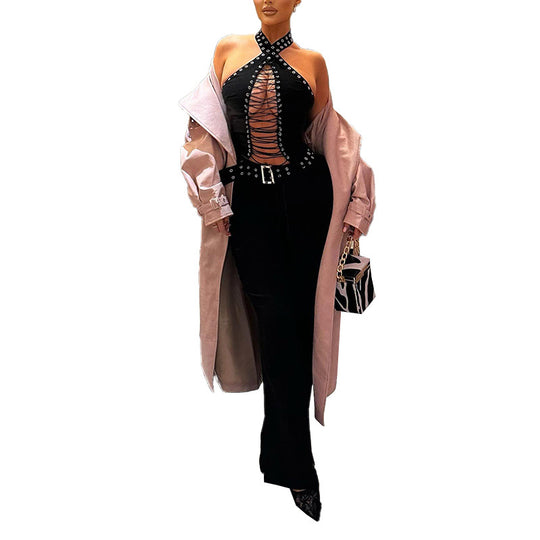 Damen Figurbetonter Jumpsuit mit raffiniertem Schnürdesign EB