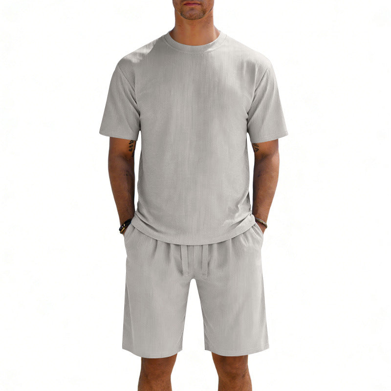 Herren nan Kurzarmshirt- und Bermudakombination aus geripptem Jersey mit elastischem Tunnelzugbund EB