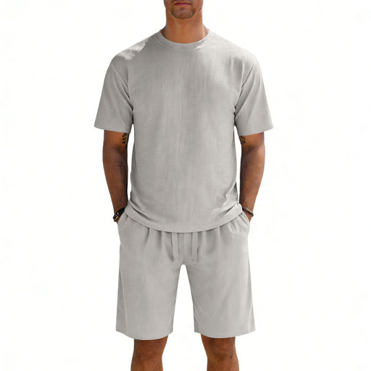 Herren nan Kurzarmshirt- und Bermudakombination aus geripptem Jersey mit elastischem Tunnelzugbund EB