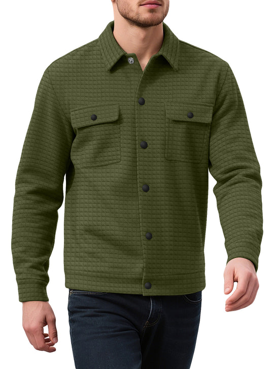 Herren nan Hemdjacke mit quadratischer Steppstruktur Druckknopffront und Brustklappen EB