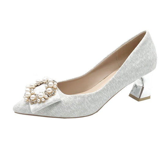 Damen elegante Pumps mit perlverzierten Akzenten EB