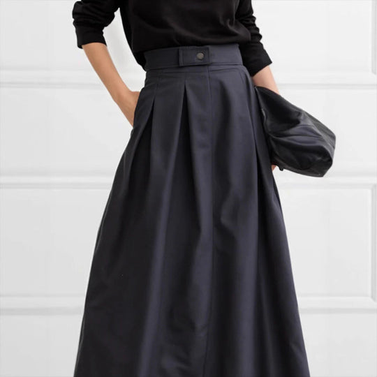 Damen Maxirock mit eleganter Faltenlegung und seitlichen Taschen EB